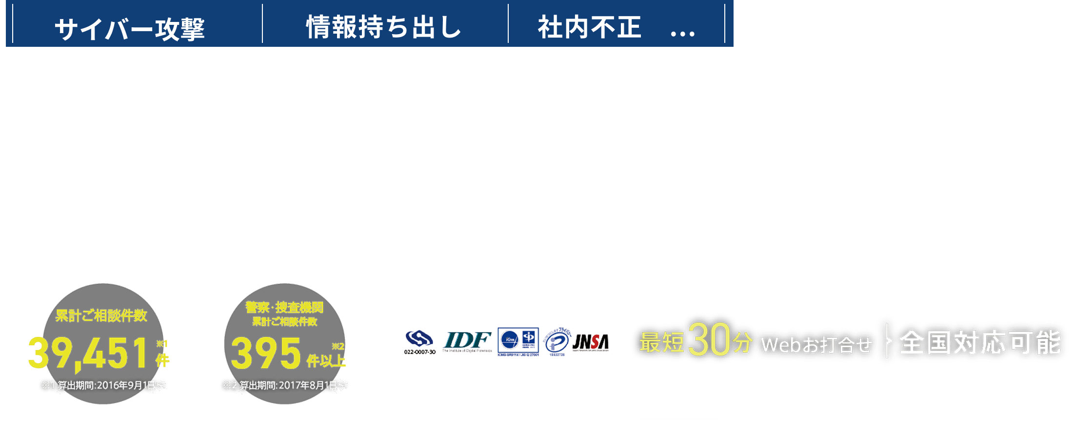 緊急事態にプロが即対応。業界最速レベルの初動対応で情報セキュリティインシデントを解決へ導きます | 製造業向けフォレンジックサービス